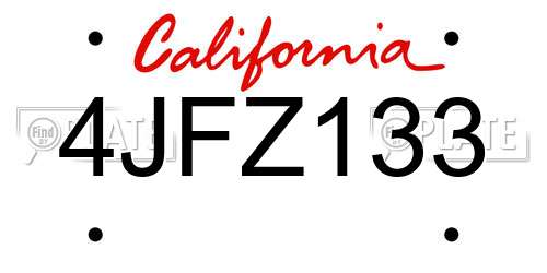 4JFZ133 California License Plate