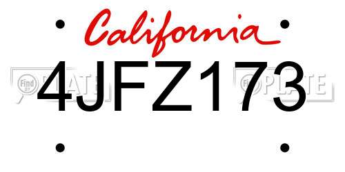 4JFZ173 California License Plate