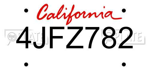 4JFZ782 California License Plate