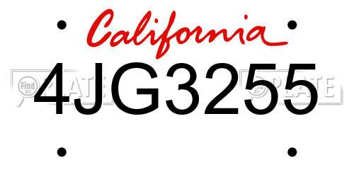 4JG3255 California License Plate