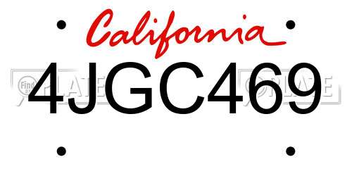 4JGC469 California License Plate