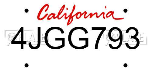 4JGG793 California License Plate