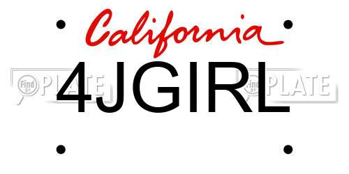 4JGIRL California License Plate