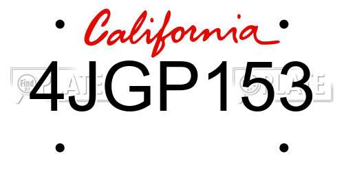 4JGP153 California License Plate