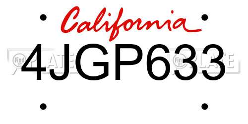 4JGP633 California License Plate