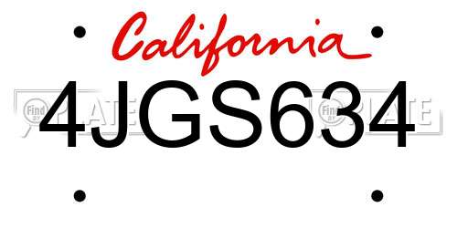 4JGS634 California License Plate