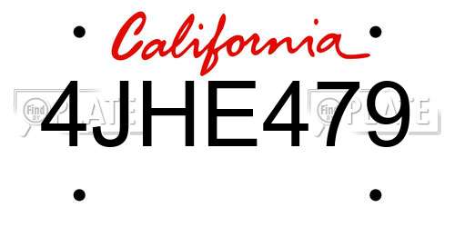 4JHE479 California License Plate