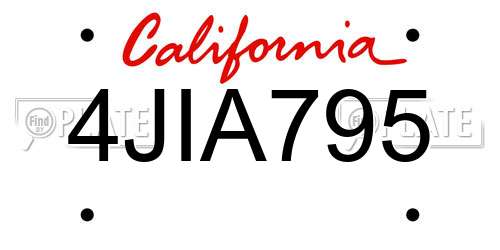 4JIA795 California License Plate