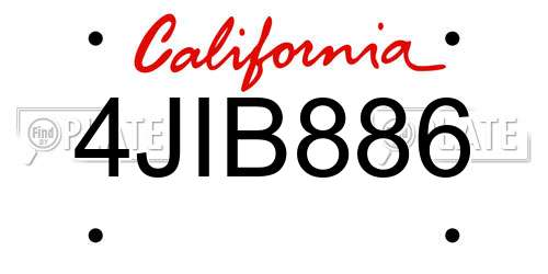 4JIB886 California License Plate