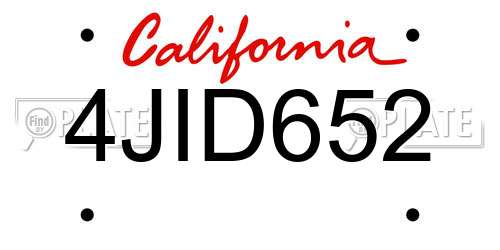 4JID652 California License Plate