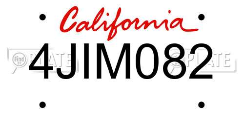 4JIM082 California License Plate
