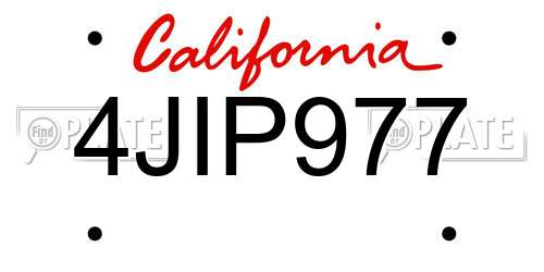 4JIP977 California License Plate