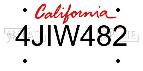 4JIW482 California License Plate