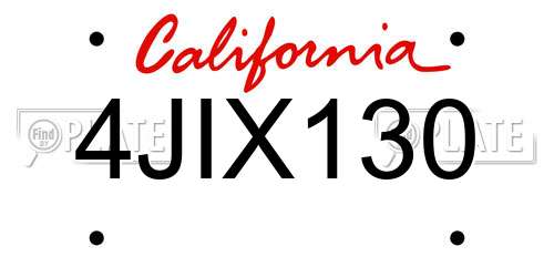 4JIX130 California License Plate