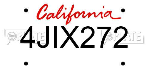 4JIX272 California License Plate