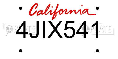 4JIX541 California License Plate