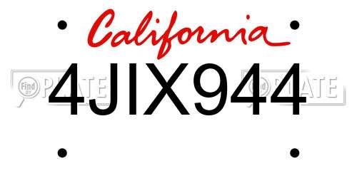 4JIX944 California License Plate