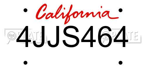 4JJS464 California License Plate