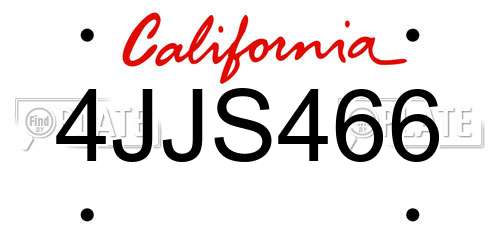 4JJS466 California License Plate