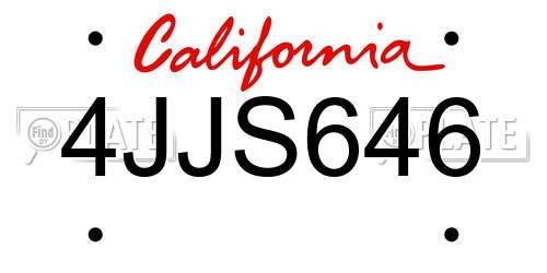 4JJS646 California License Plate