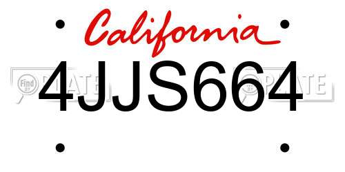 4JJS664 California License Plate