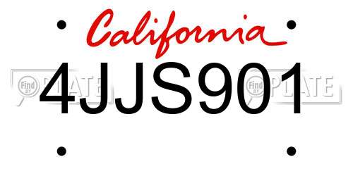 4JJS901 California License Plate