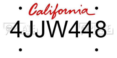 4JJW448 California License Plate
