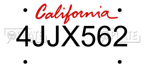 4JJX562 California License Plate