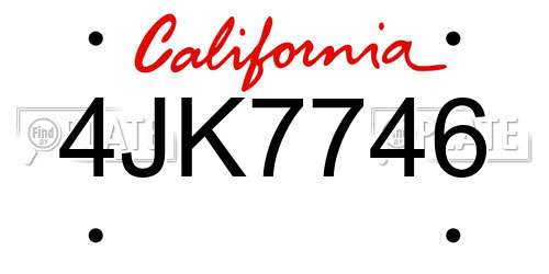 4JK7746 California License Plate