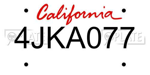 4JKA077 California License Plate