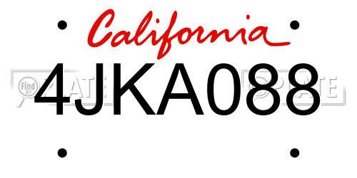 4JKA088 California License Plate