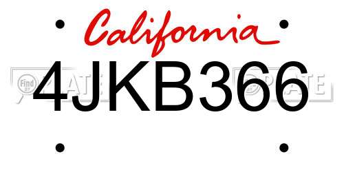 4JKB366 California License Plate