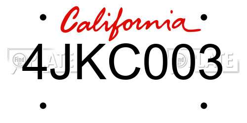 4JKC003 California License Plate