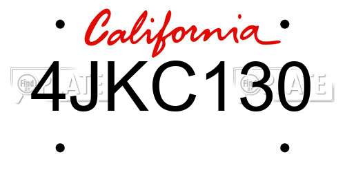 4JKC130 California License Plate
