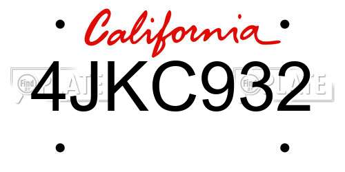 4JKC932 California License Plate
