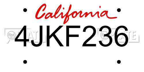 4JKF236 California License Plate