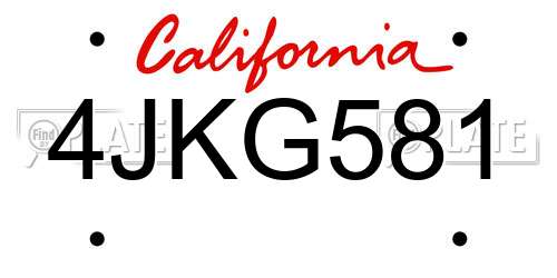 4JKG581 California License Plate