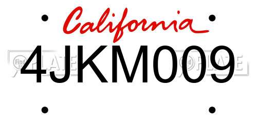 4JKM009 California License Plate