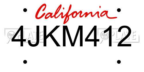 4JKM412 California License Plate