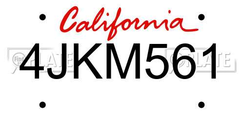 4JKM561 California License Plate
