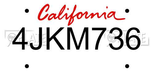 4JKM736 California License Plate