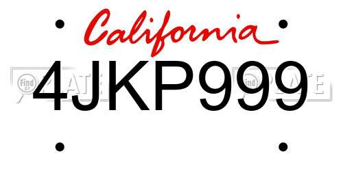 4JKP999 California License Plate