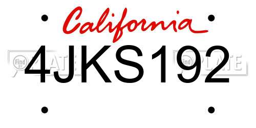 4JKS192 California License Plate