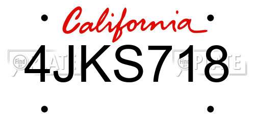 4JKS718 California License Plate