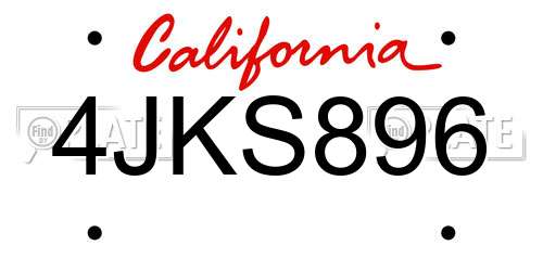 4JKS896 California License Plate