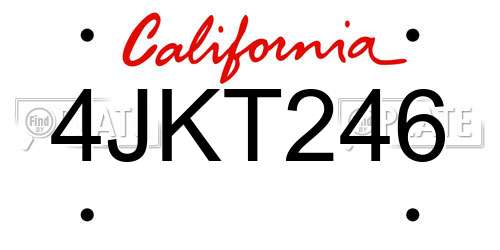 4JKT246 California License Plate