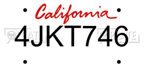 4JKT746 California License Plate