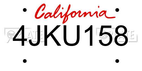 4JKU158 California License Plate