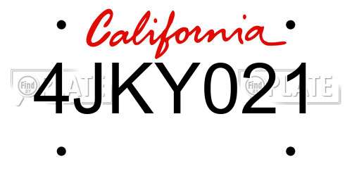 4JKY021 California License Plate
