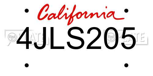 4JLS205 California License Plate
